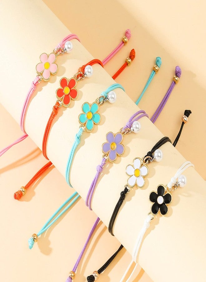 DOYYCA Friendship Bracelets Matching Flower Best Friend Bracelet Gifts for 2 Women BFF (Blue Pink) - Image 3